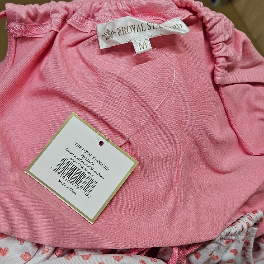 NWT The Royal Standard White With Pink Hearts Nightgown Size Medium - Picture 4 of 6